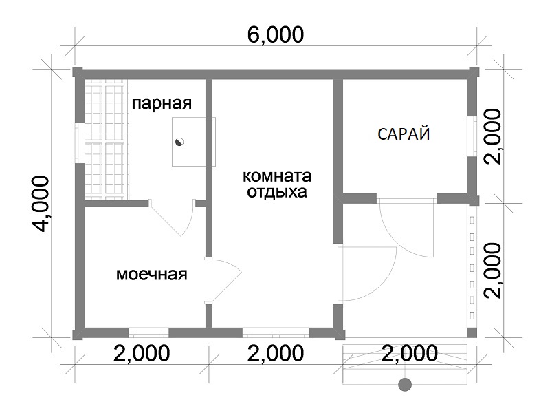 Баня 6 на 4 из бруса с сараем проект и цена