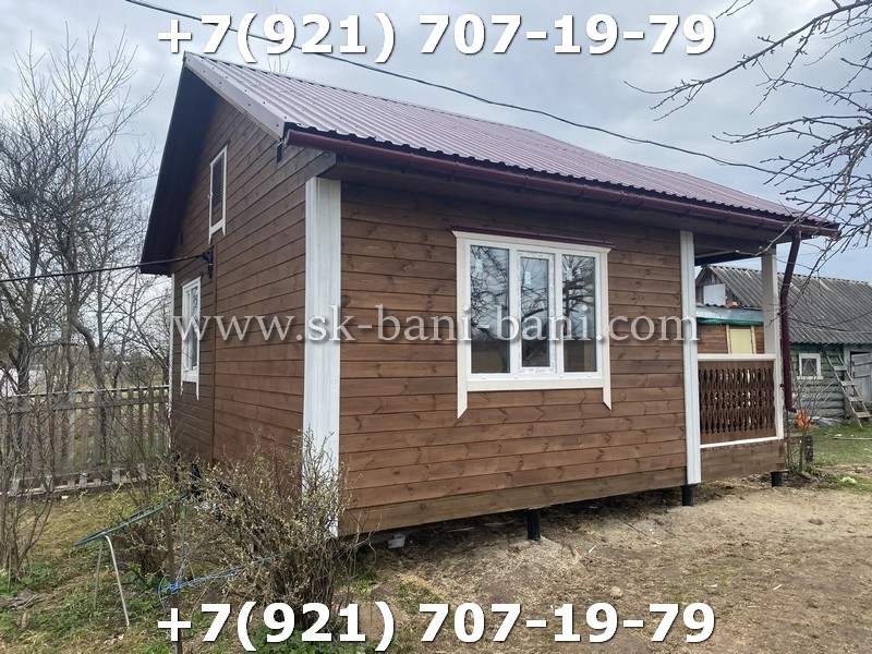 Пристройка каркасной веранды с открытой террасой к бане Пристройка каркасной веранды с открытой террасой к бане