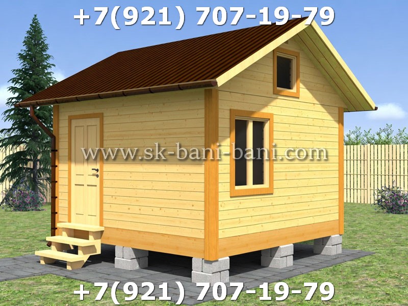Самый популярный проект каркасной бани 4х4