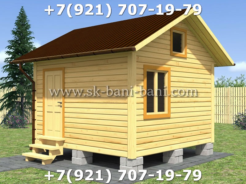 Самый популярный проект каркасной бани 4х4