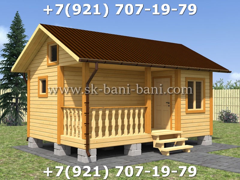Самый популярный проект каркасной бани 4х6 с террасой
