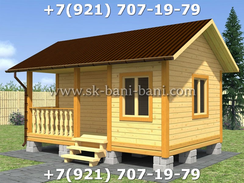 Самый популярный проект каркасной бани 4х6 с террасой