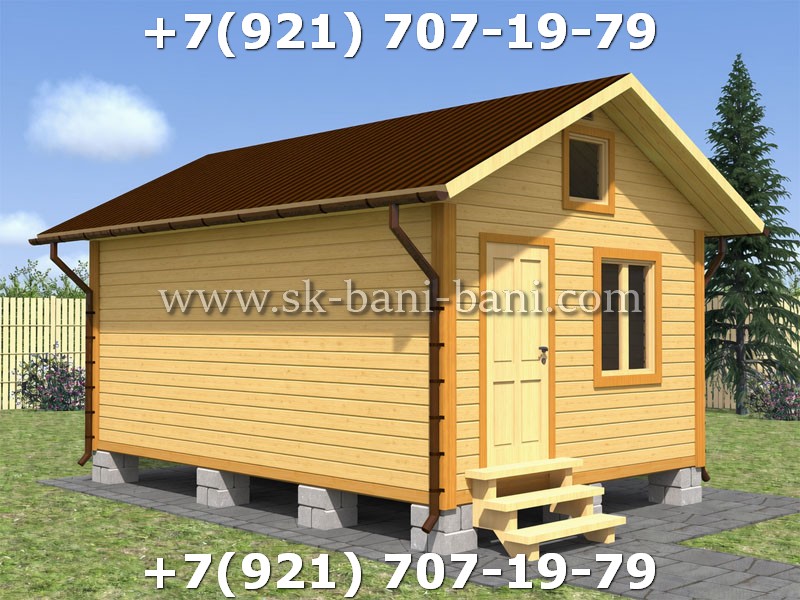 Самый популярный проект каркасной бани 4х6