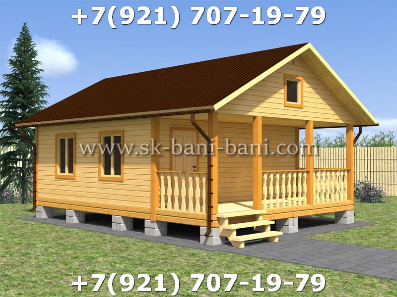 Самый популярный проект каркасной бани 6х8