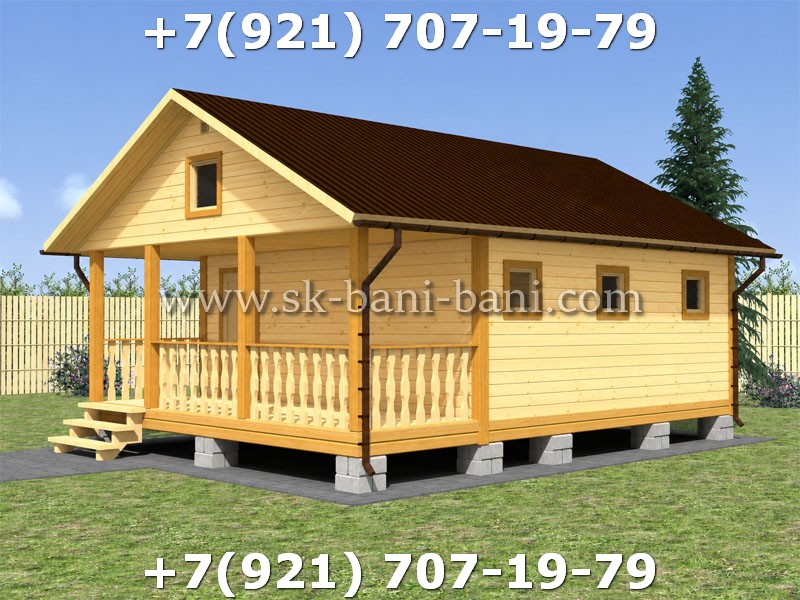 Самый популярный проект каркасной бани 6х8